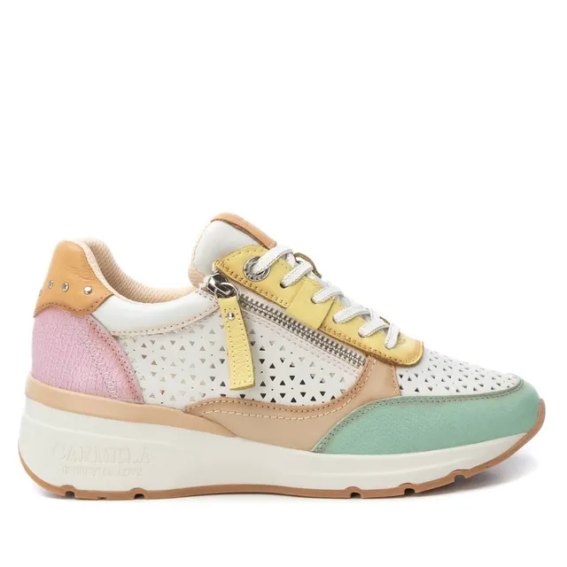 Carmela 16228105 basket cuir vert zip ajourée
