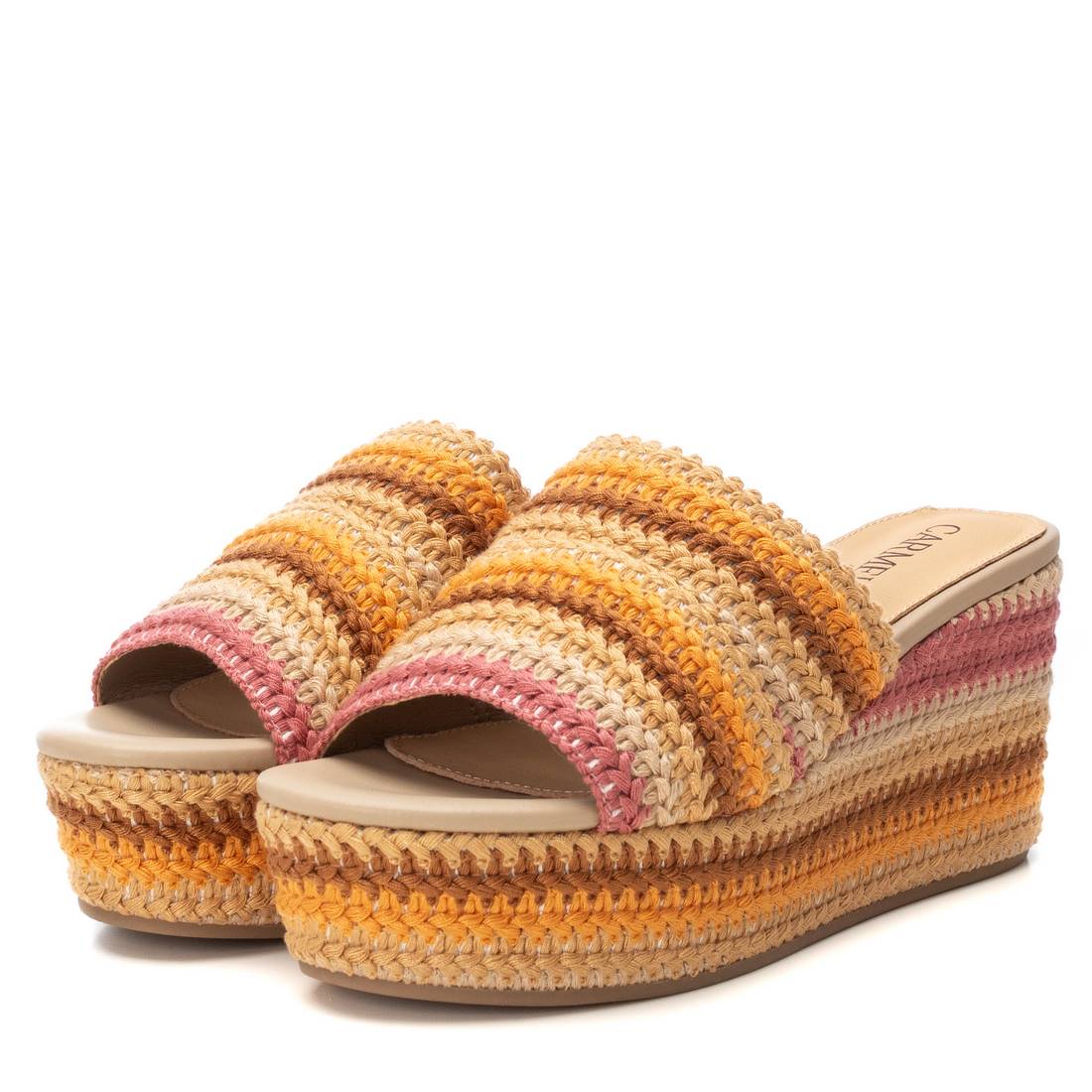 Carmela 16223706 mule compensée textile beige