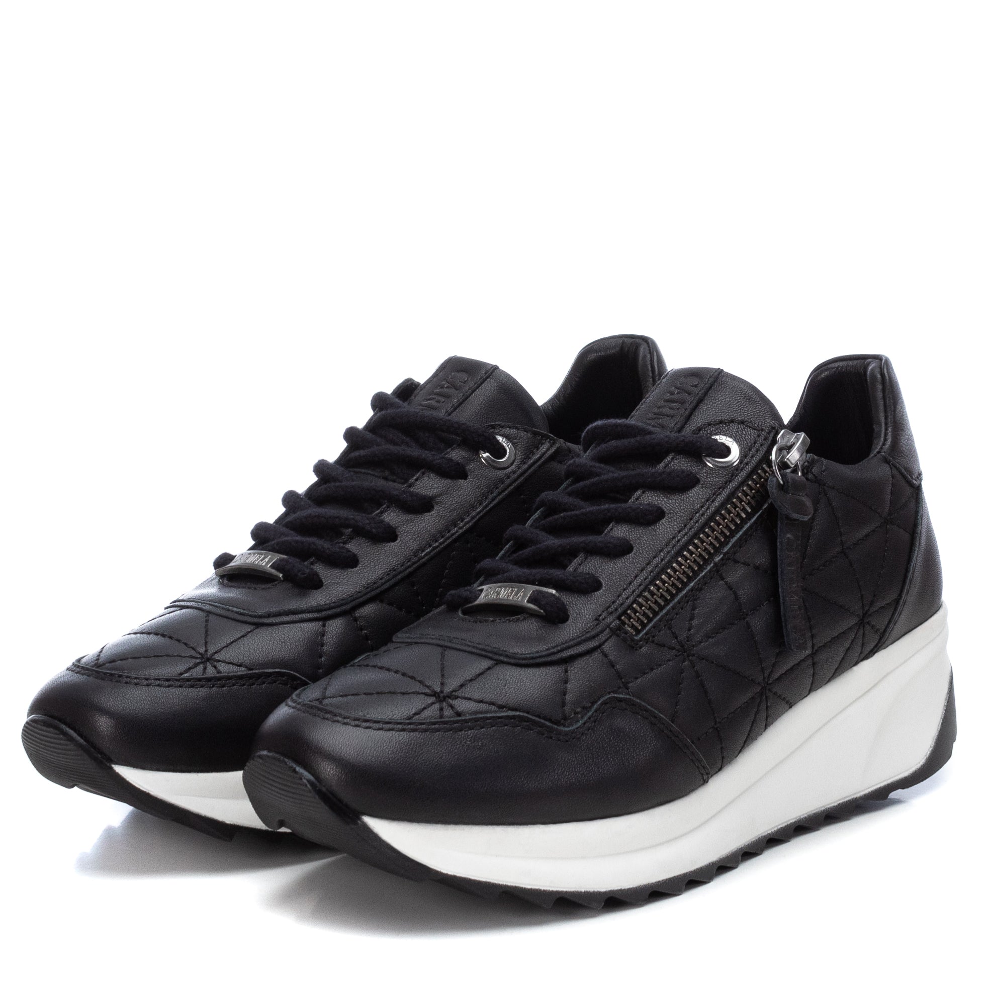 Carmela 160209 16020901 baskets femme noir cuir zip