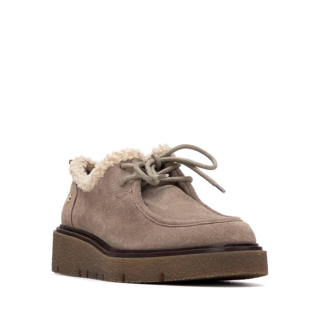 Carmela 16266904 chaussure cuir taupe lacets plate