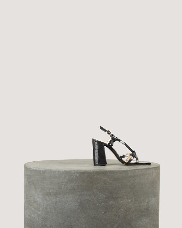 Tila March Noeud sandale cuir noir talon 8 cm