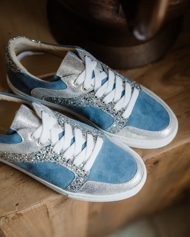 Dessine Moi Un Soulier Oscar baskets velours bleu gris argent