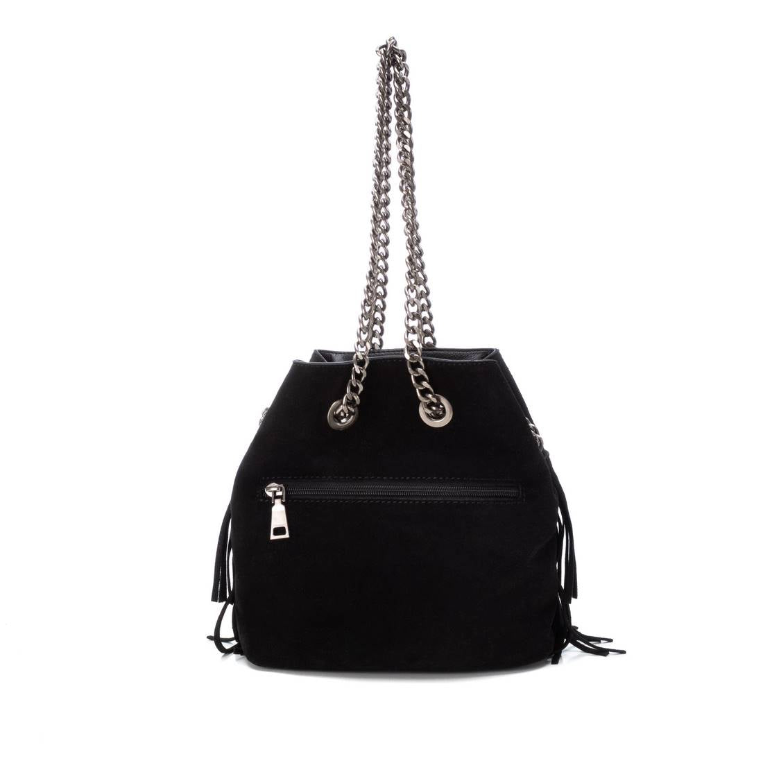 Carmela 18605205 sac épaule cuir noir à franges