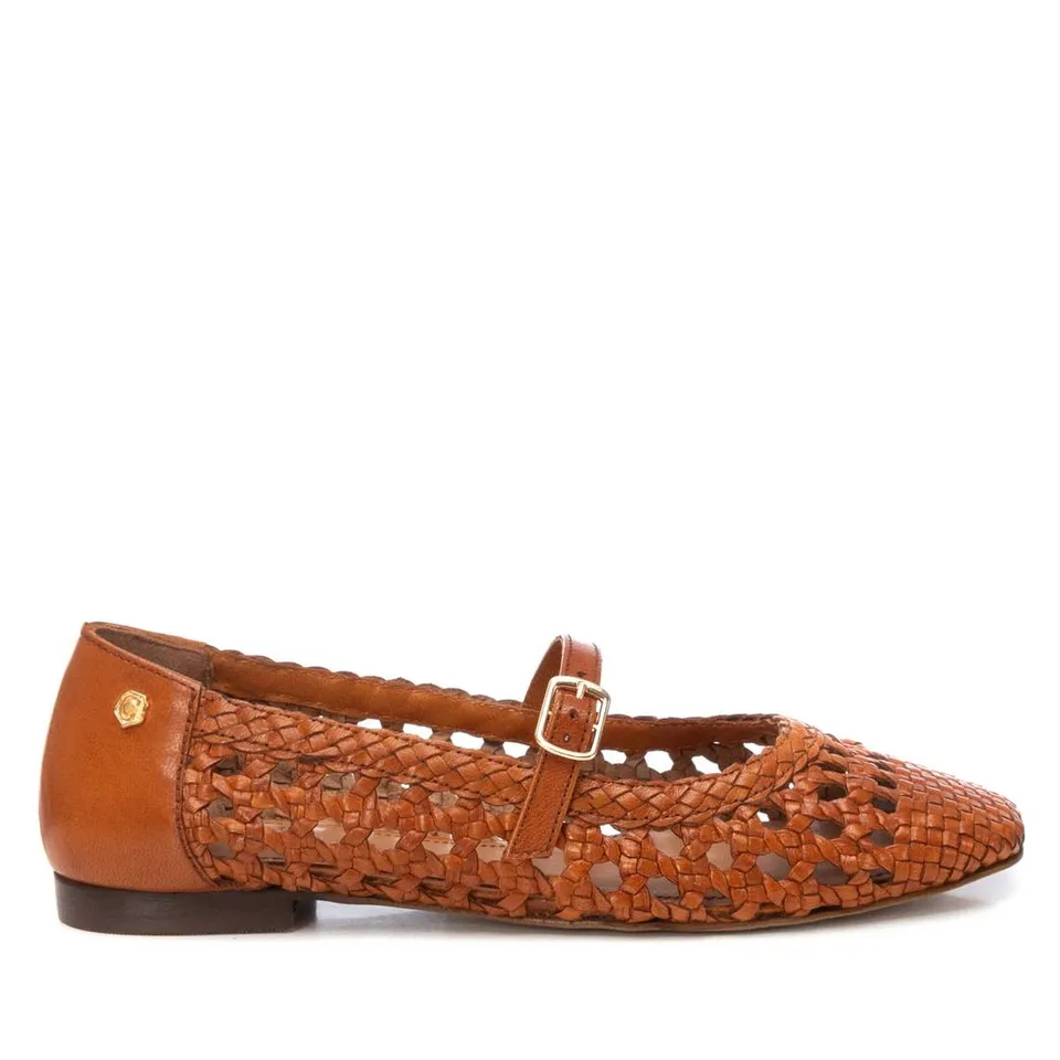 Carmela 16209702 ballerine femme cuir camel tressé