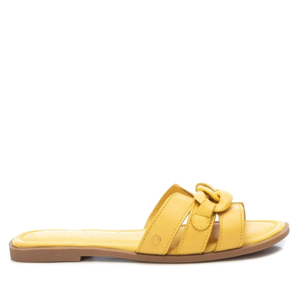 Carmela 16054302 sandale cuir jaune chaîne plate