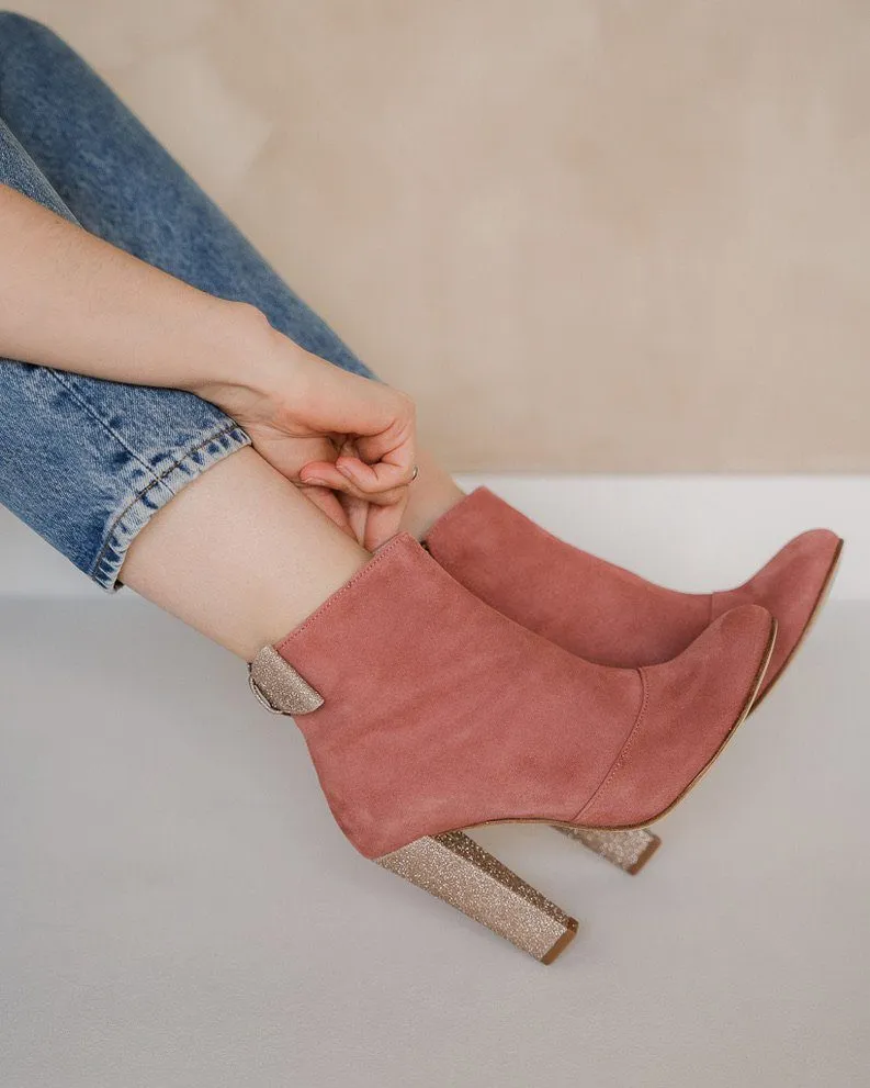 Dessine Moi Un Soulier Bottine à talon rose thé cuir