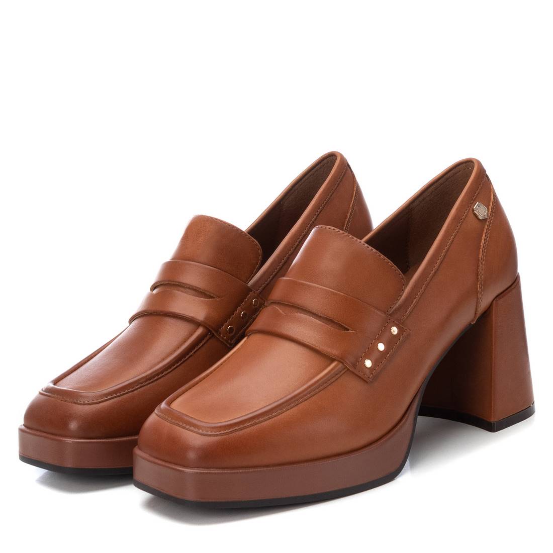 Carmela 16184702 mocassin cuir marron talon moyen