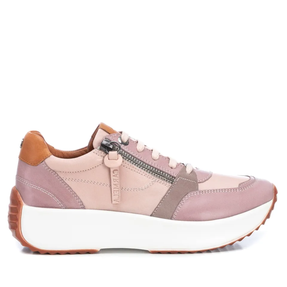Carmela 16021001 basket cuir marron zip semelle épaisse