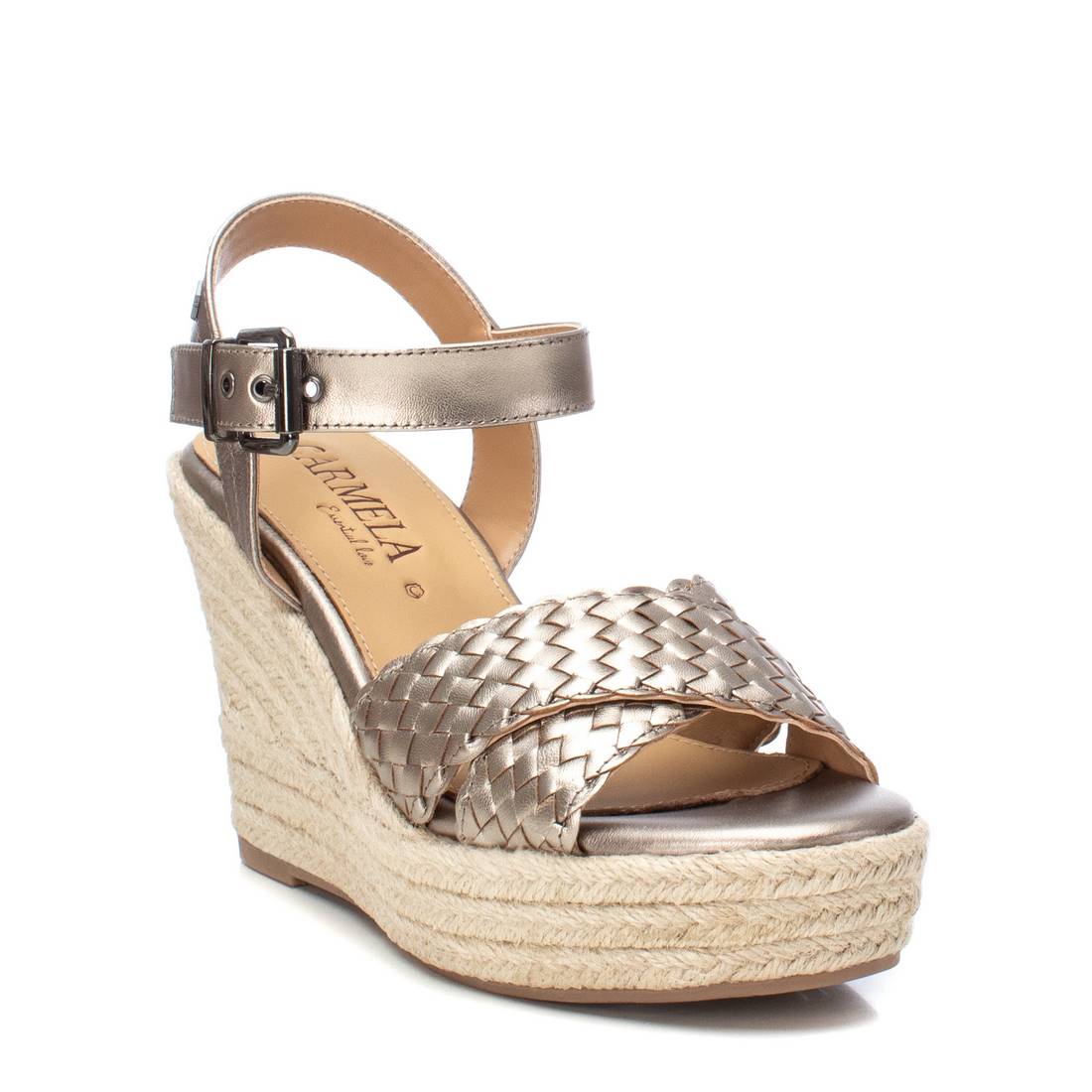Carmela 16162302 sandales cuir gris talon compensé
