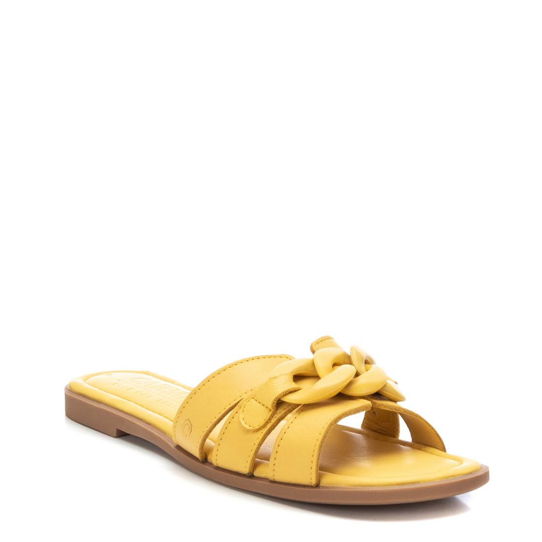 Carmela 16054302 sandale cuir jaune chaîne plate