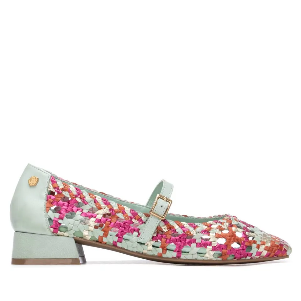 Carmela 163128 16312802 ballerine cuir vert talon bas