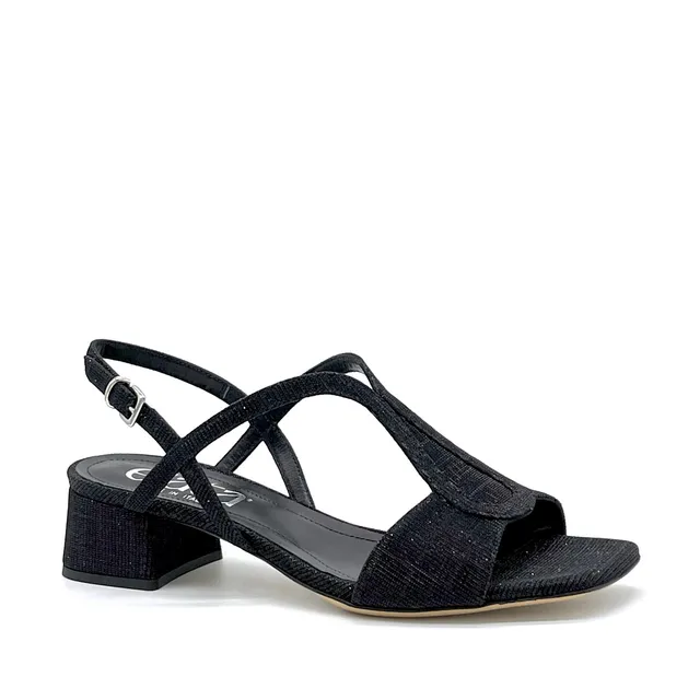 ELATA 14129-1 sandales laminé noir talon 3,5 cm cuir