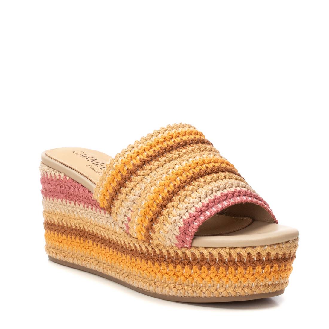 Carmela 16223706 mule compensée textile beige