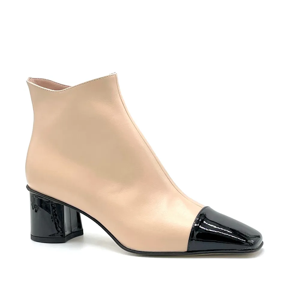 Elata 54543 bottines cuir nude noir 37 talon 5,5 cm