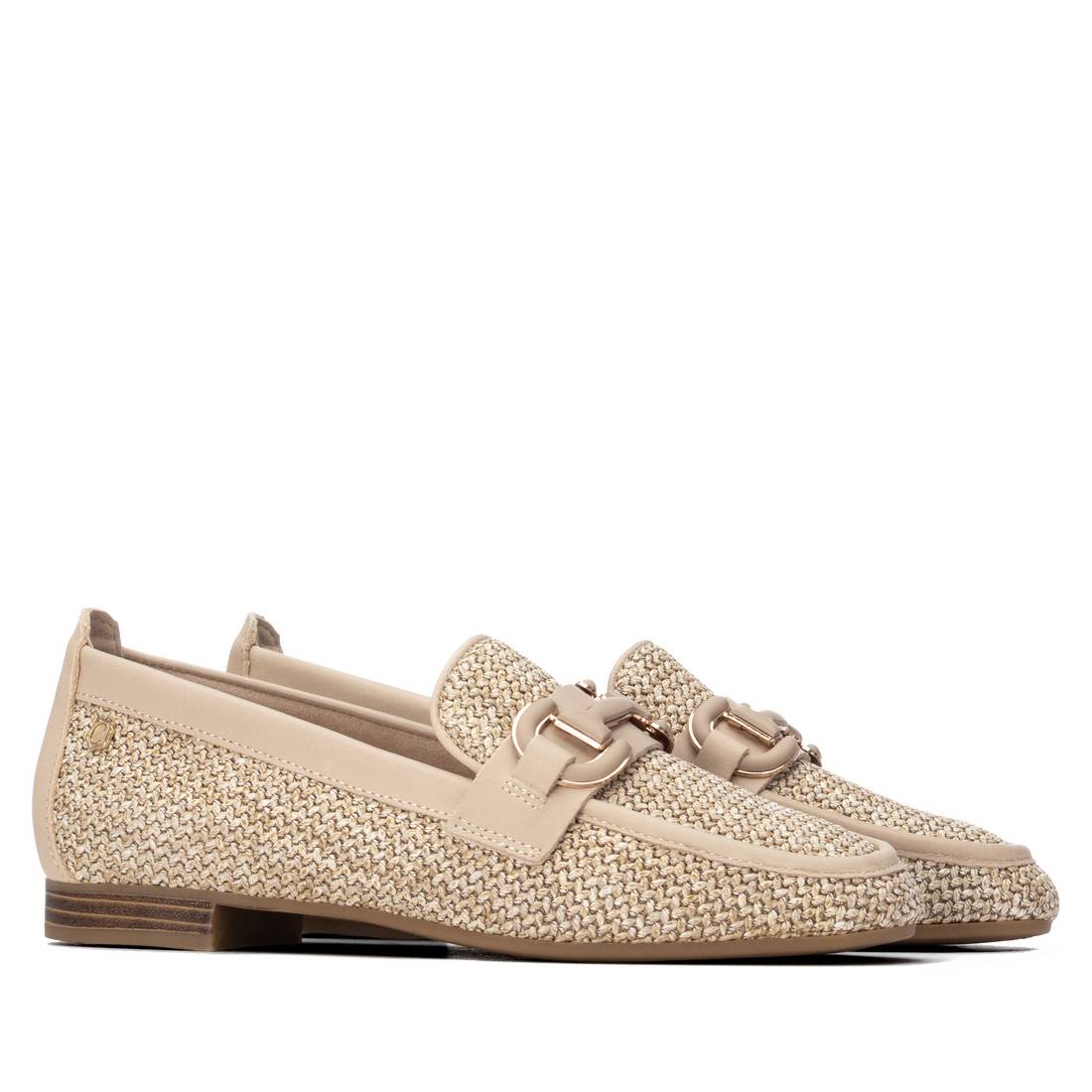 Carmela 16321902 mocassin plat beige tressé