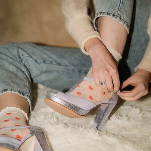 Dessine Moi Un Soulier Salomé plateforme velours mauve lilas