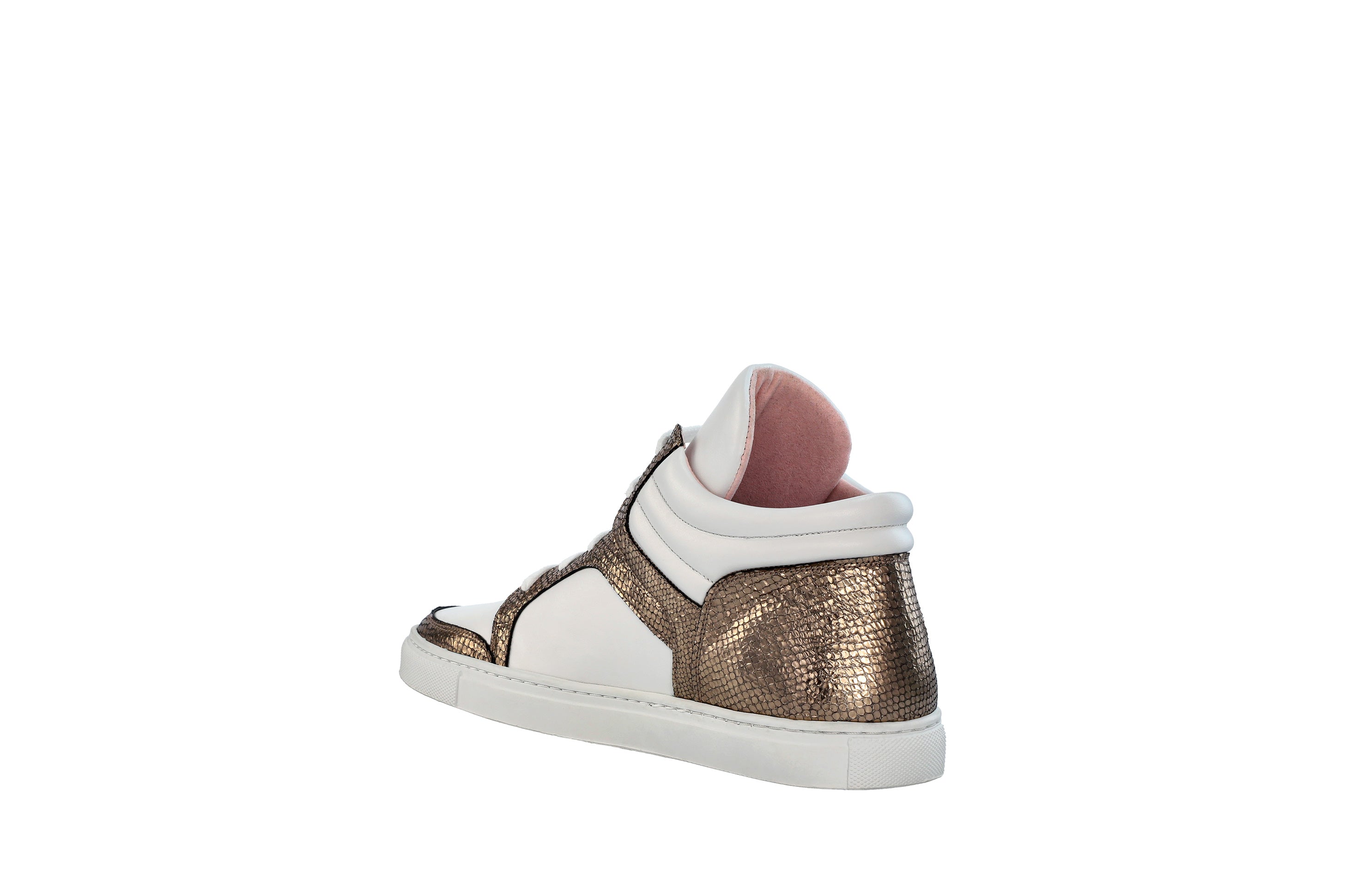 Coralie Masson Maria baskets montantes cuir blanc doré