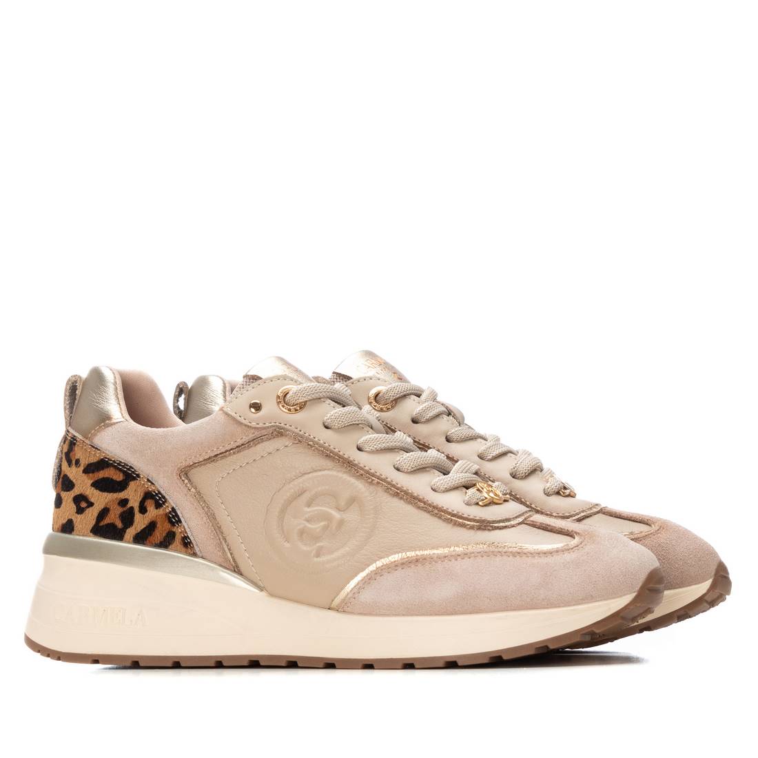 Carmela 16244102 basket cuir beige lacets plat
