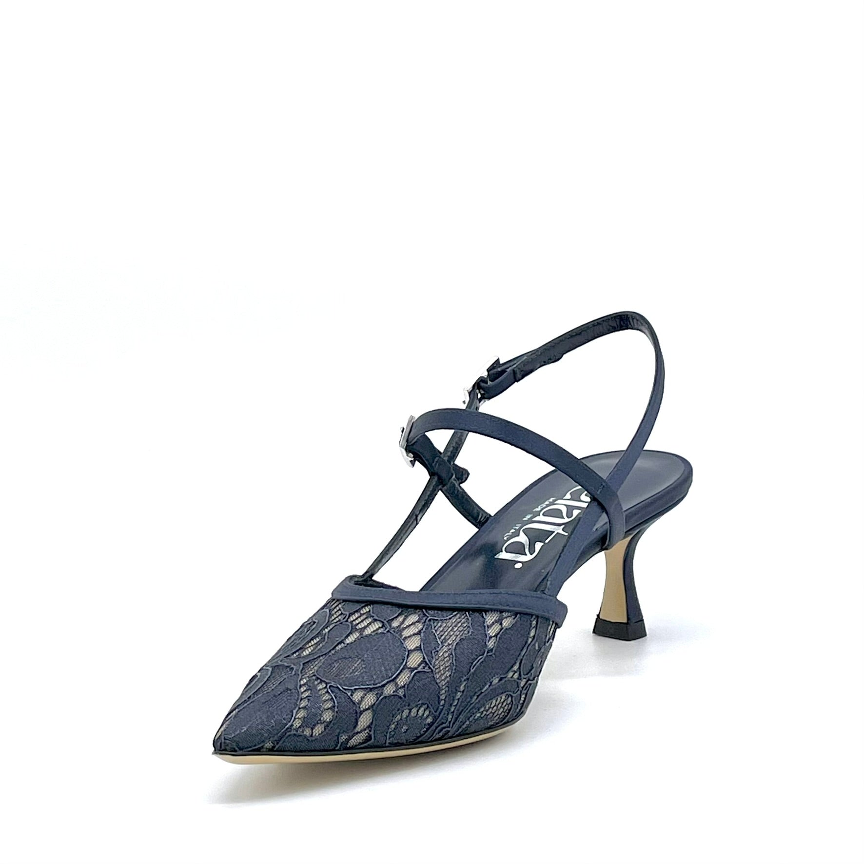 Elata 16141 slingback dentelle bleue satin talon 5,5 cm 37