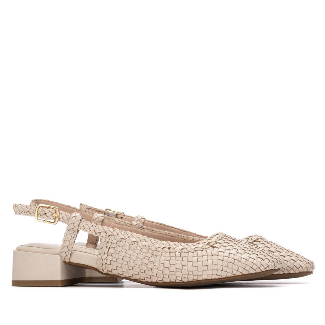 Carmela 16329702 ballerine blanche tressée bride cuir