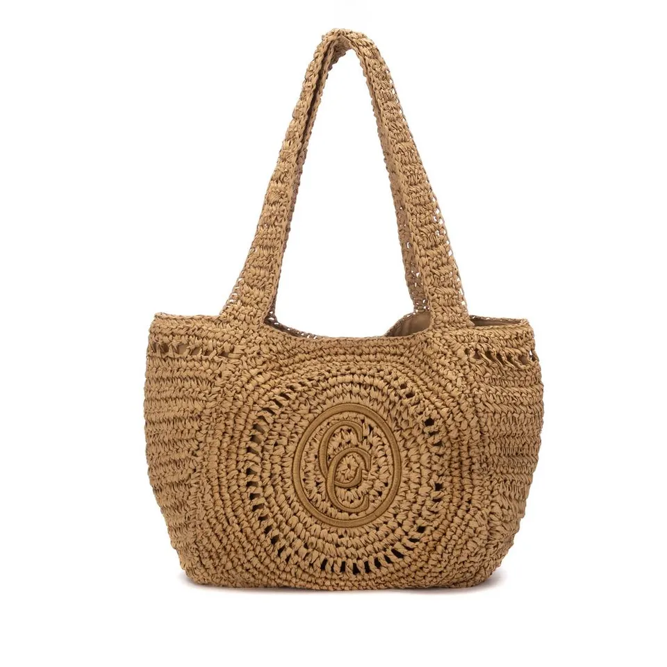 Carmela 18622503 sac épaule effet rafia taupe