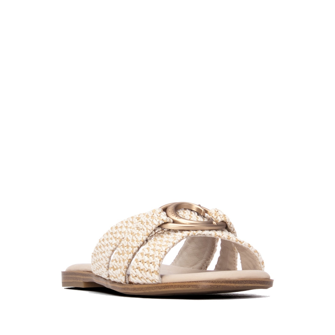 Carmela 16324901 sandale plate beige raphia à nœud