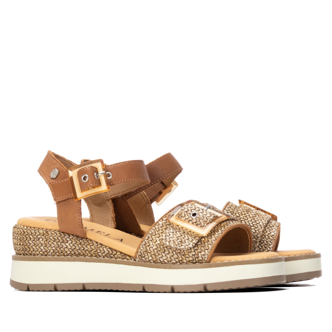 Carmela 16321703 sandale compensée cuir camel