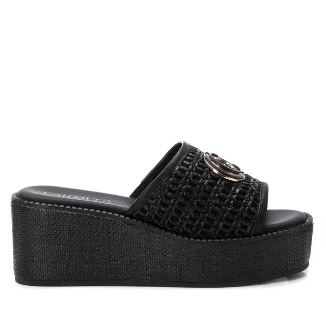 Carmela 16223501 sandale compensée noir raphia