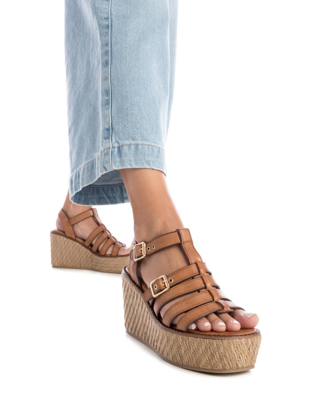 Carmela 16138801 sandales femme marron cuir compensée