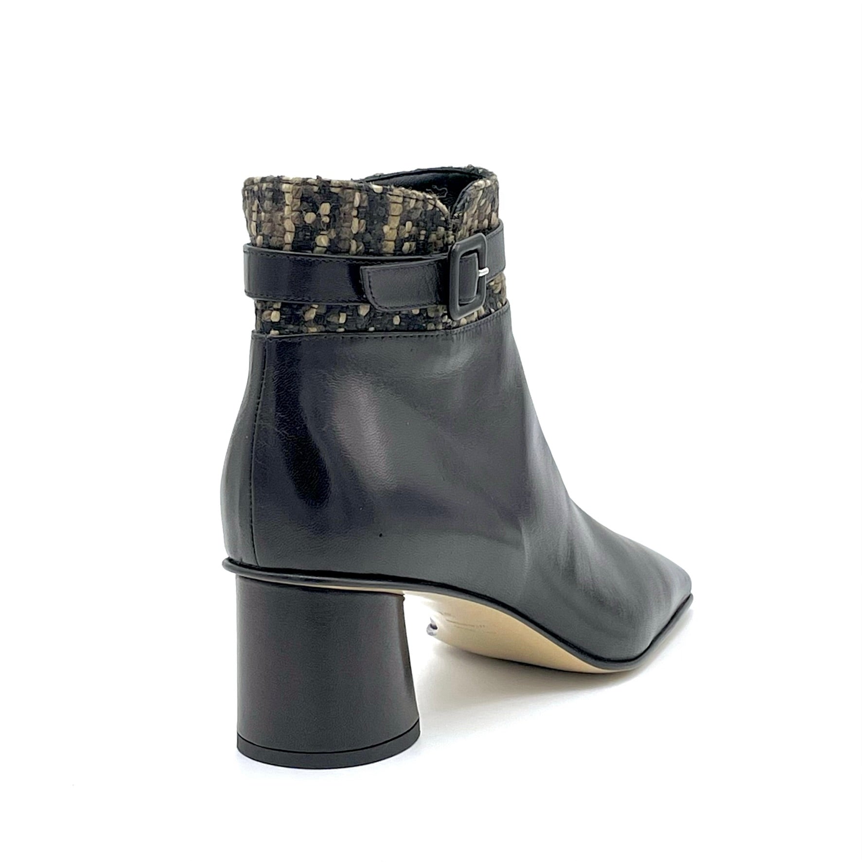 ELATA 54547 bottine cuir noir tweed talon 5,5 cm