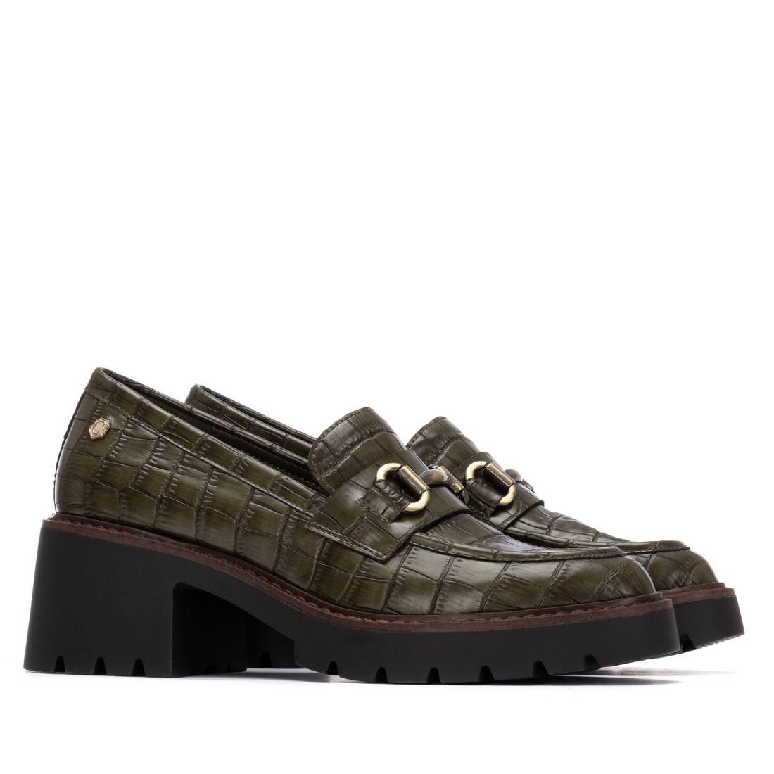 Carmela 16256603 mocassins talon kaki effet croco