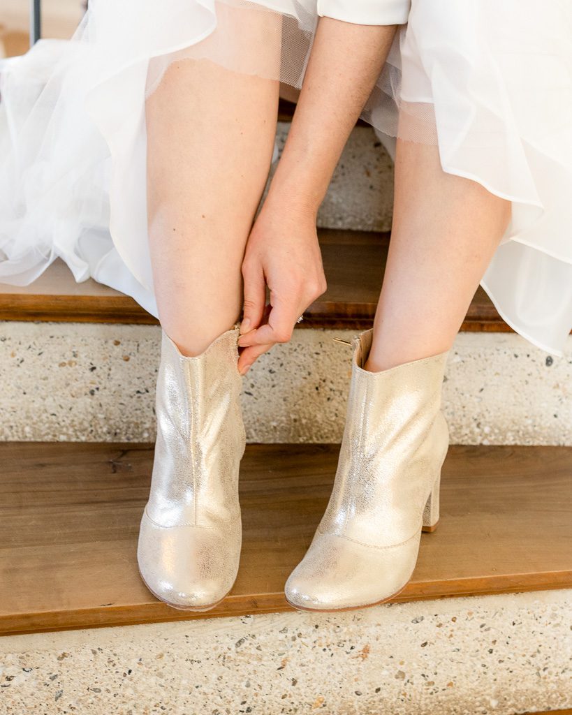 Dessine Moi Un Soulier Bottine à talon irisé champagne lumineux