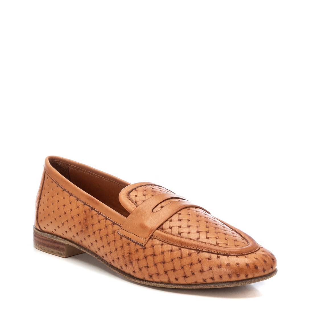 Carmela 16155801 mocassins cuir marron plats tressés