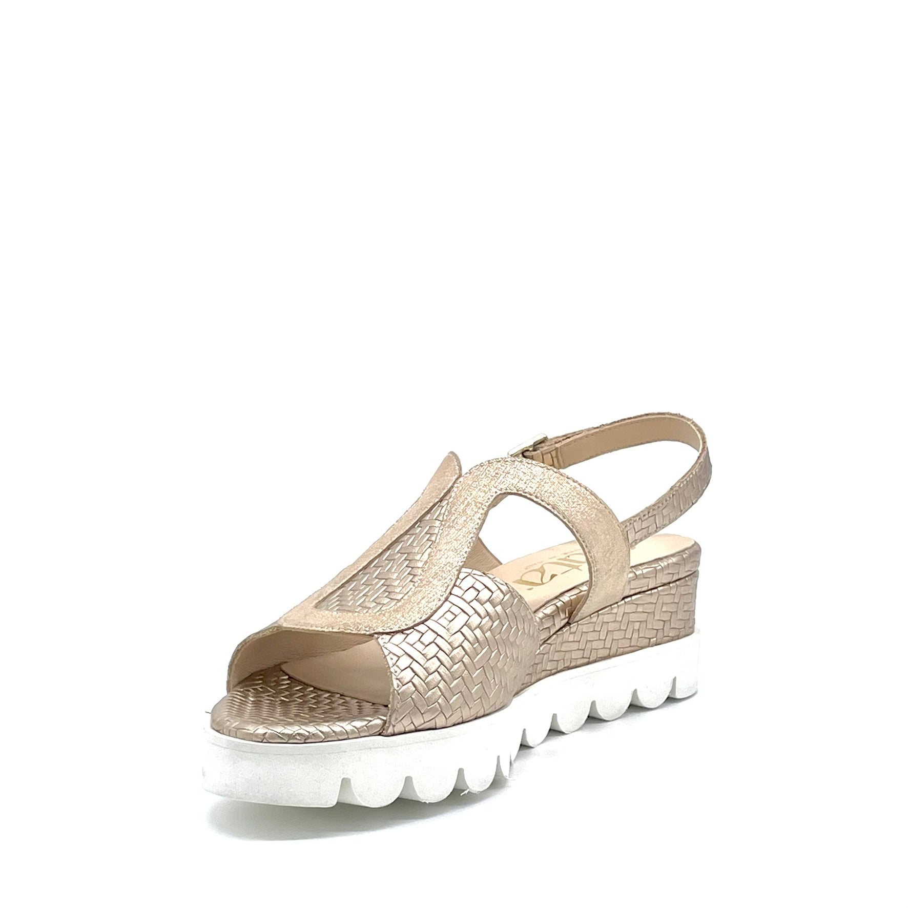 ELATA 26203 sandales compensées tressé champagne 5 cm