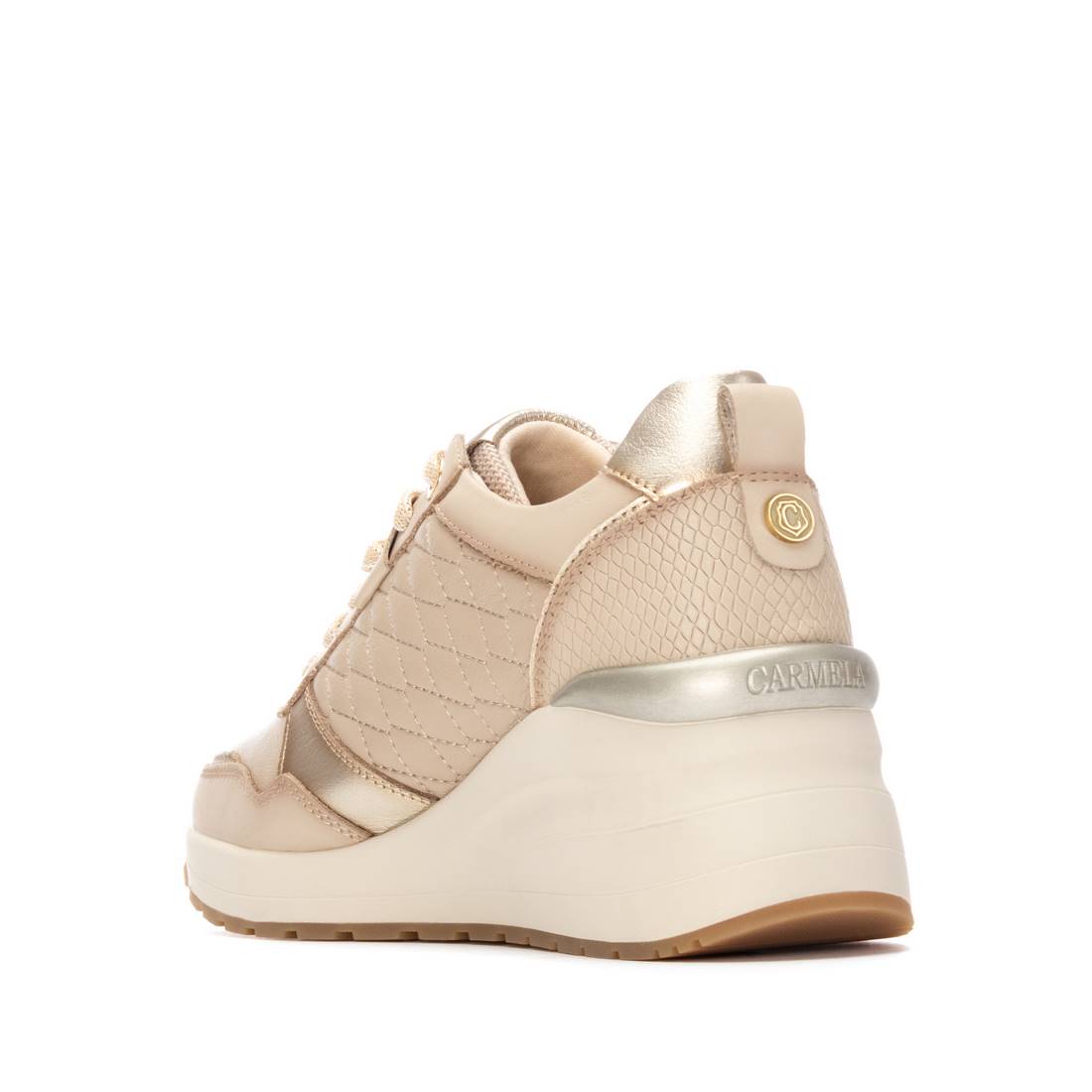 Carmela 16244603 baskets compensées femme beige cuir
