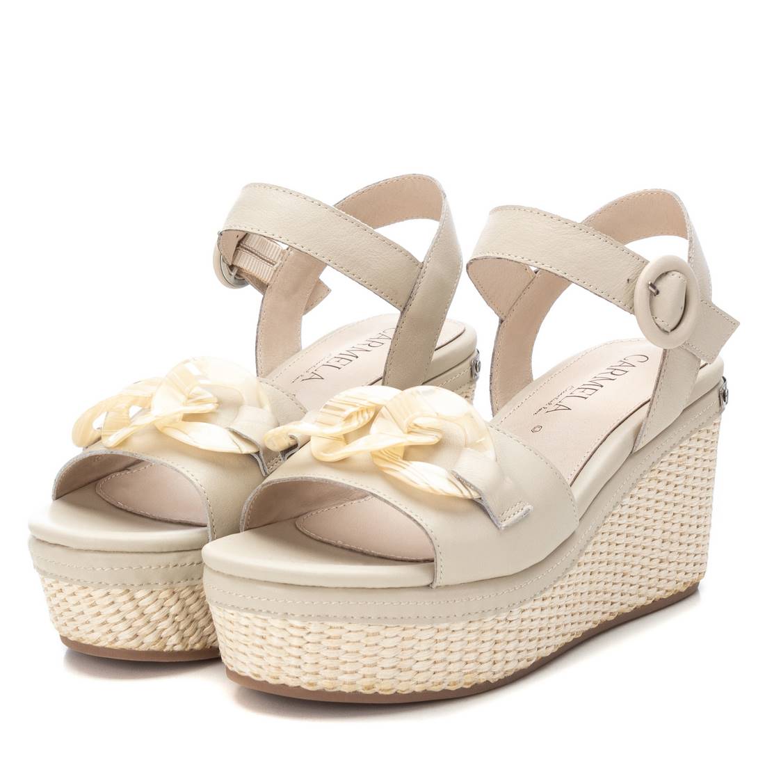 Carmela 16072402 sandale cuir blanc compensée 9 cm