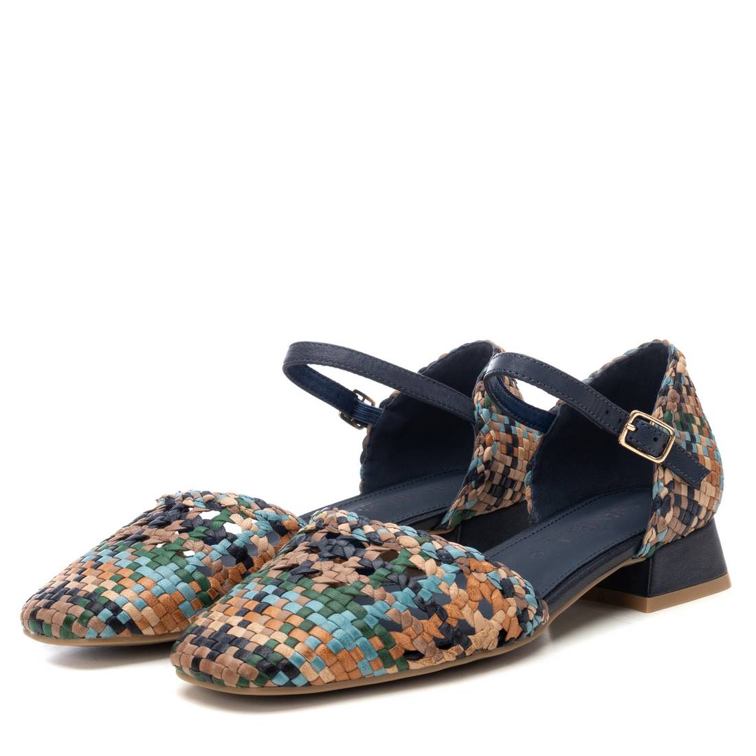 Carmela 16218703 ballerine femme bleue cuir tressée