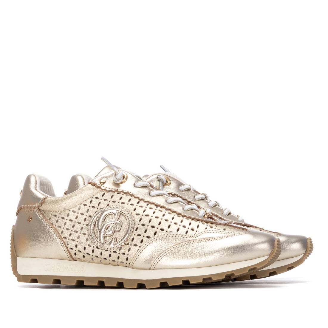 Carmela 16311303 basket femme cuir or ajouré