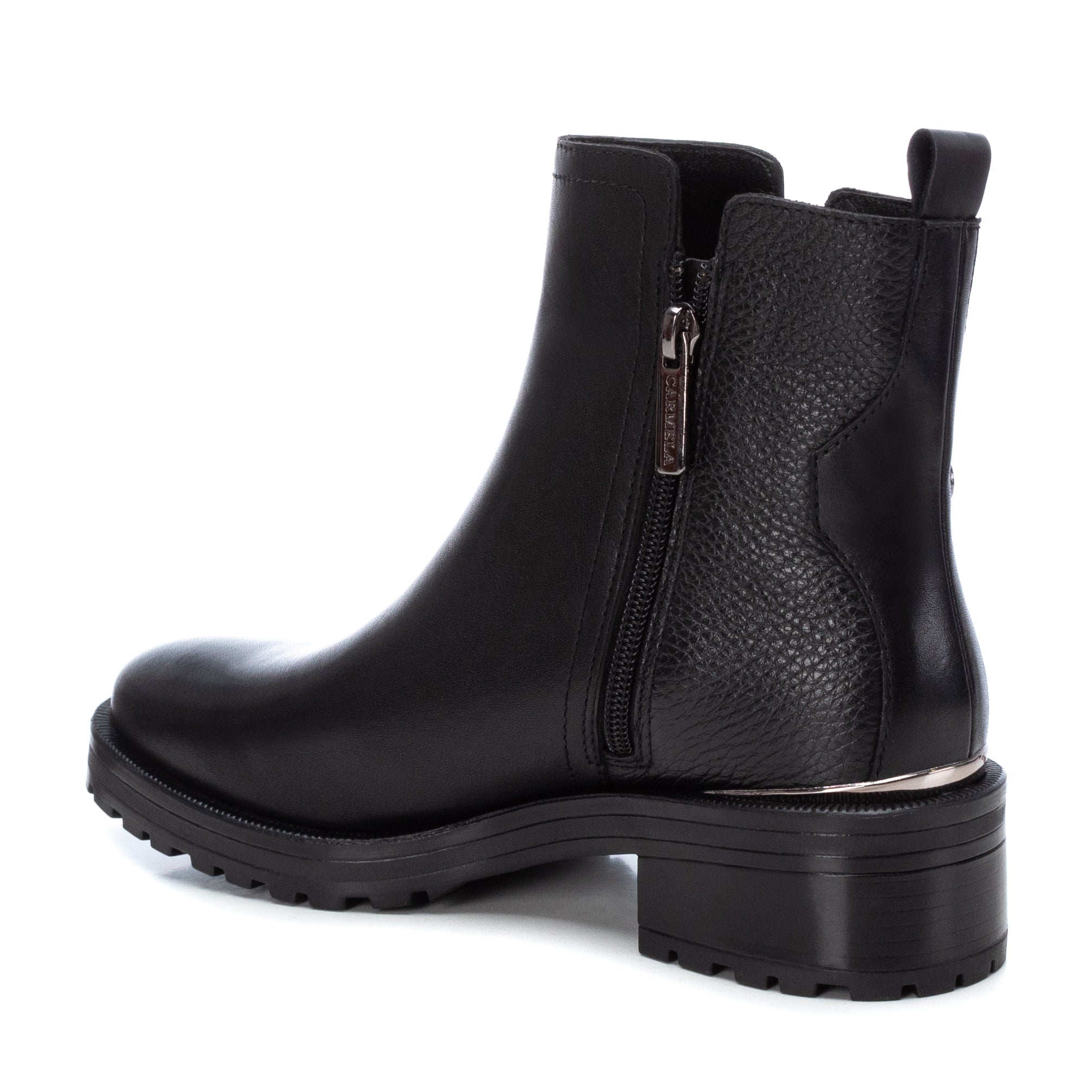 Carmela 16027701 bottine femme cuir noir plate