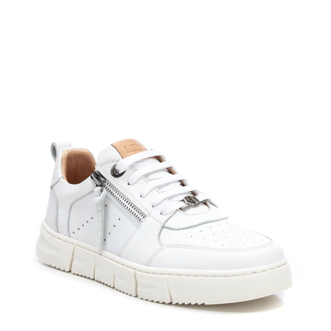 Carmela 16071701 baskets cuir blanc fermeture éclair