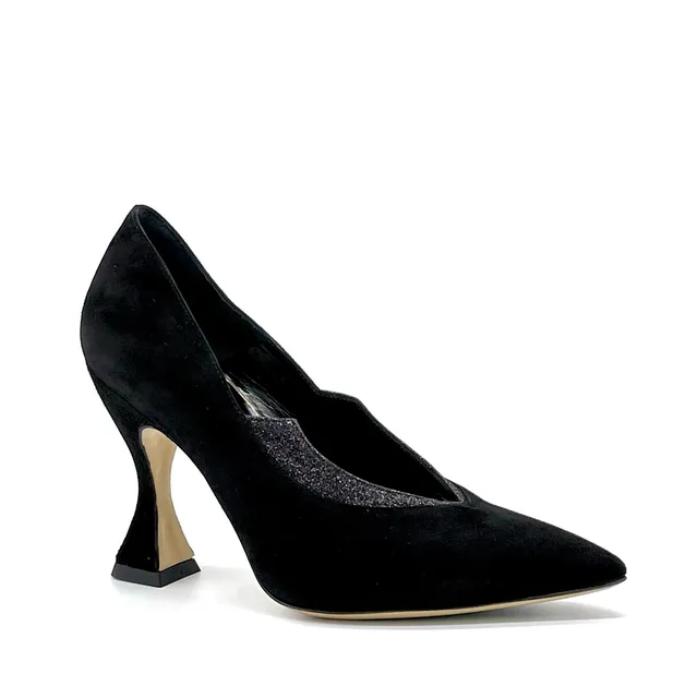Elata 53515 escarpins daim noir glitter talon 9,5 cm