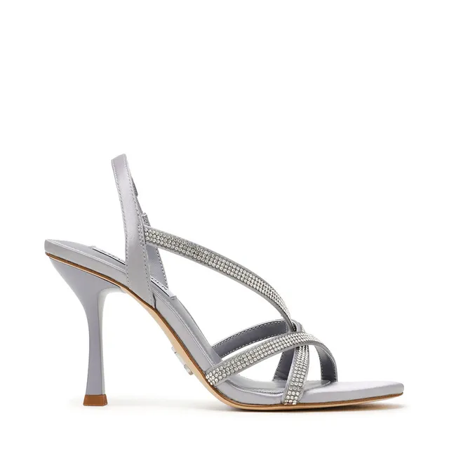 Steve Madden Nexus sandale satin argent talon 8 cm