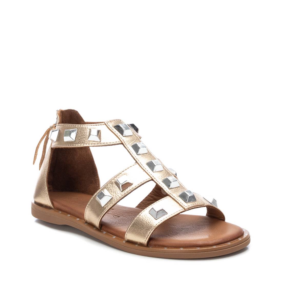Carmela 16055406 sandale femme dorée cuir plate cloutée