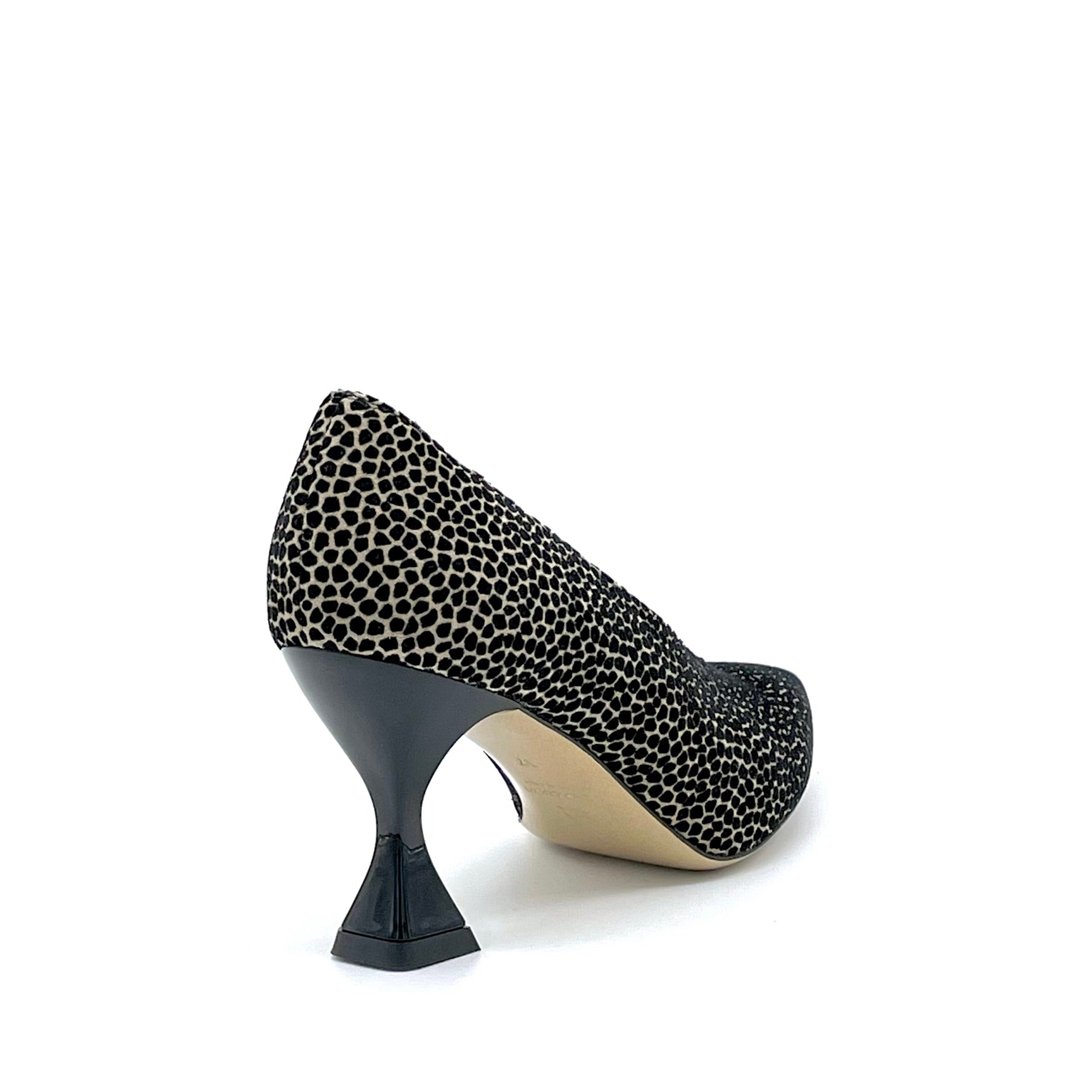 ELATA 53517 escarpin suède beige noir talon 7,5 cm