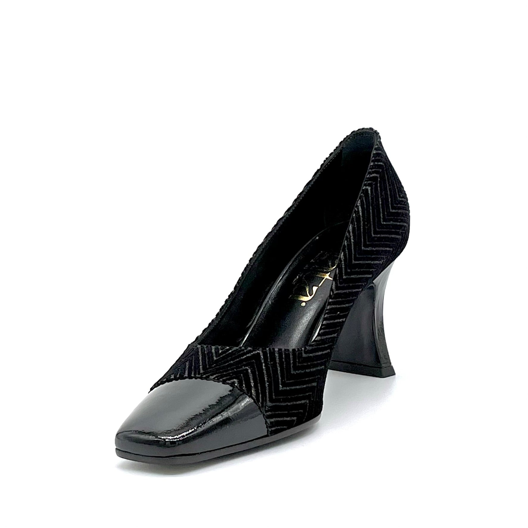 ELATA 53502 escarpins glitter vernis noir talon 7,5 cm