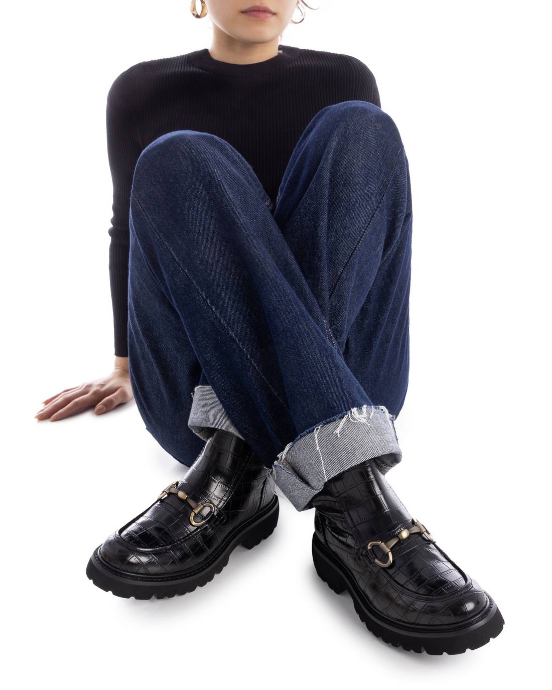 Carmela 16254801 bottines plates noires chaîne