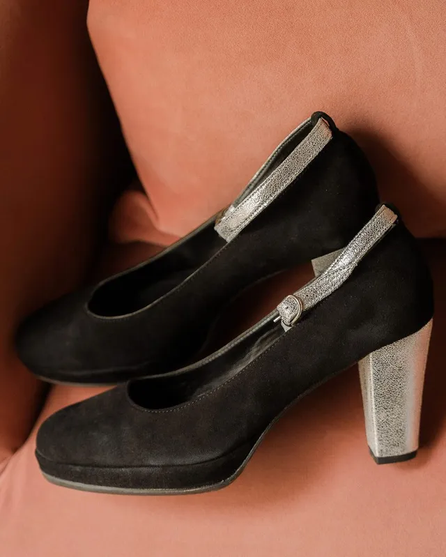 Dessine Moi Un Soulier escarpin plateforme velours noir irisé argent