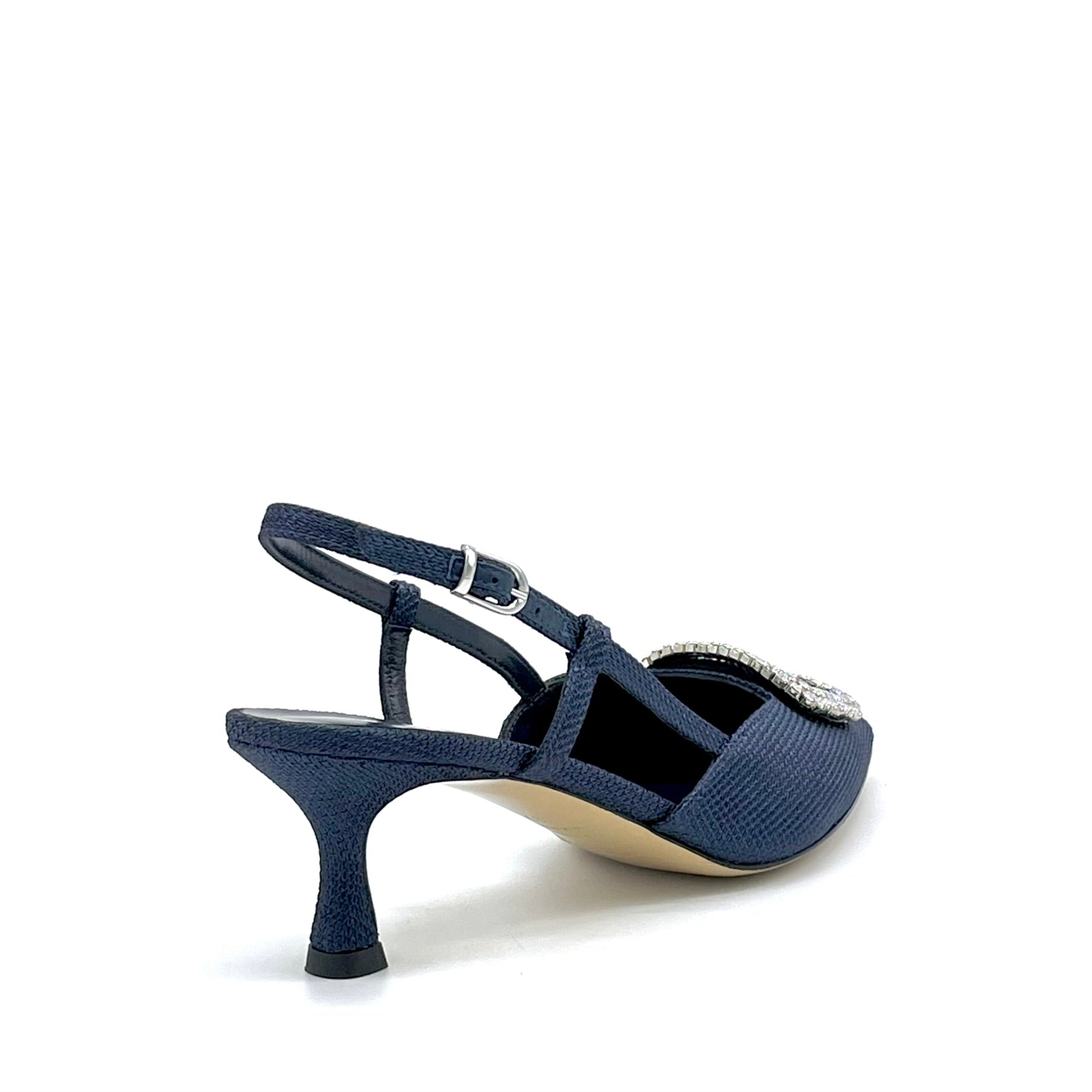 Elata 16139 slingback piqué bleu boucle bijou talon 5,5 cm