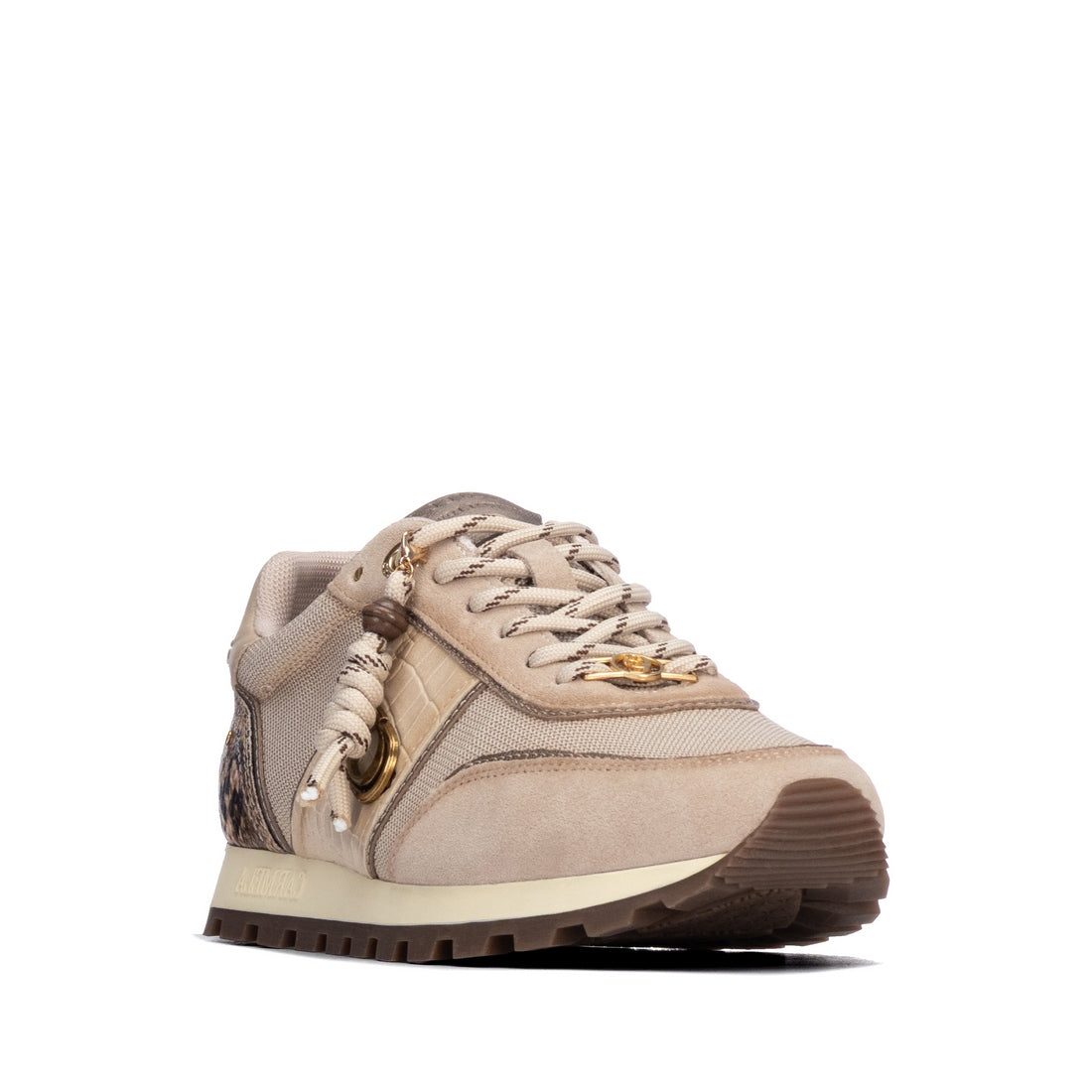 Carmela 16423702 basket femme beige cuir jogging