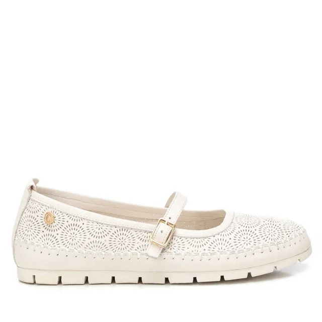 Carmela 16208001 ballerine cuir blanc boucle